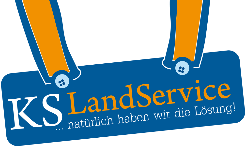 Logo von KS Landservice mit stilisiertem Hosenträger-Element.
