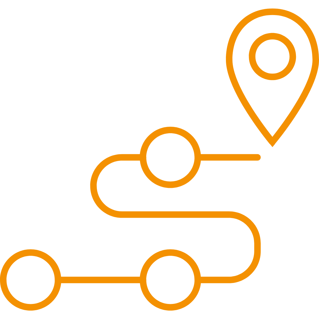 Icon einer Linie mit 3 Etappen und einen Zielicon.
