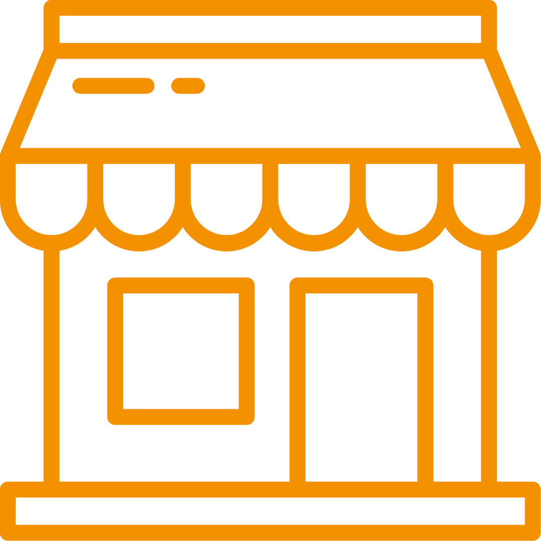 Oranges Icon von einem Laden.