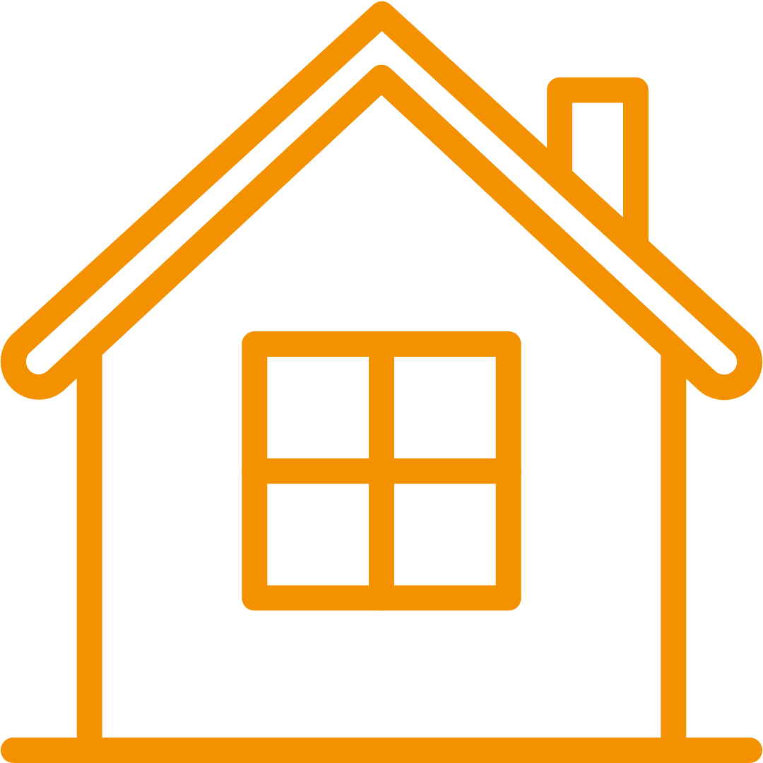 Oranges Icon von einem Haus.