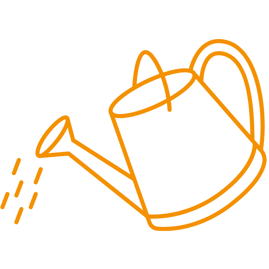 Oranges Icon einer Gießkanne.